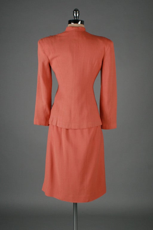 1940's Lilli Ann Rayon Crepe Suit with Bakelite & Lucite Buttons 3