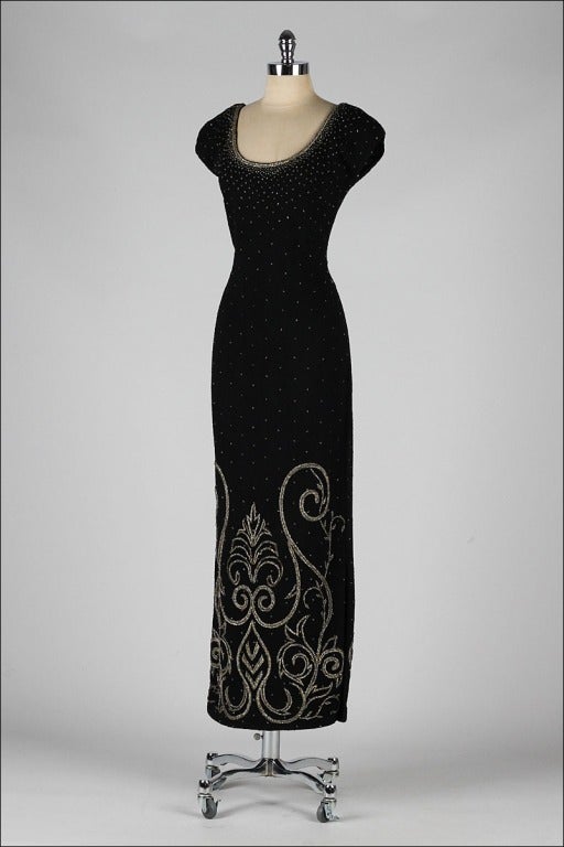 Vintage 1950's Gene Shelly's Boutique Internationale Beaded Dress 2