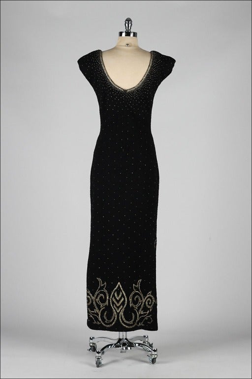 Vintage 1950's Gene Shelly's Boutique Internationale Beaded Dress 3