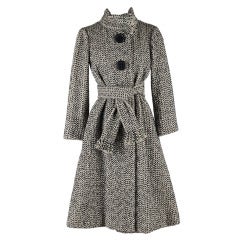 Vintage 1970's Pauline Trigere Wool Scarf Tie Coat
