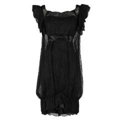 Vintage 1960's Black Chantilly Lace Bubble Hem Cocktail Dress