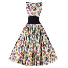 Vintage 1950's Alfred Shaheen Flower and Bee Print Dress