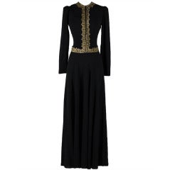 Vintage 1940
s Metallic Trimmed Dress and Jacket Vintage 1940
s Metallic Trimmed Dress and Jacket