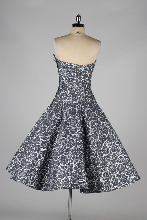 Vintage 1950's Fred Perlberg Metallic Strapless Dress 3