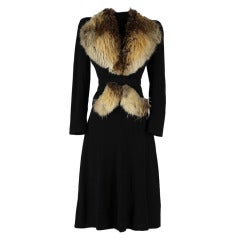 Vintage 1940's Wool and Fur Trimmed Jacket and Dress