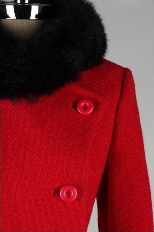Vintage 1960's Red Wool Coat and Skirt In Excellent Condition In Hudson on the Saint Croix, WI