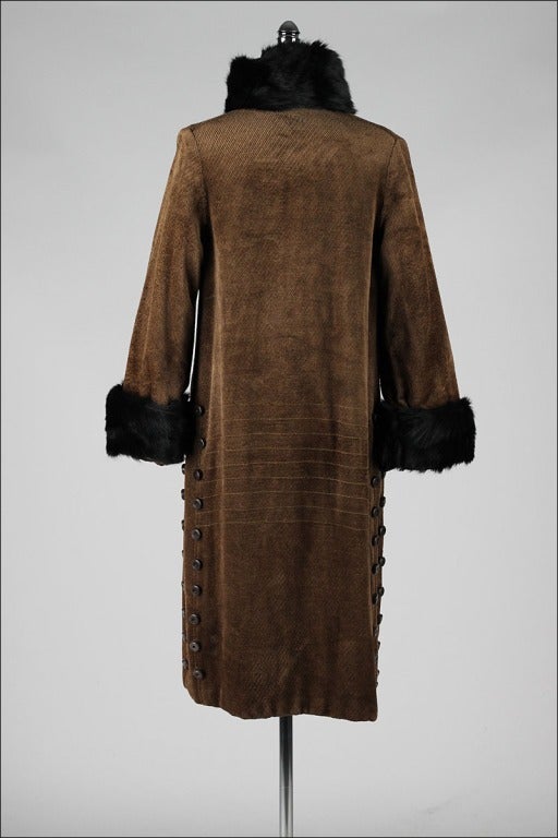 Vintage 1920's Chenille and Fur Coat 2