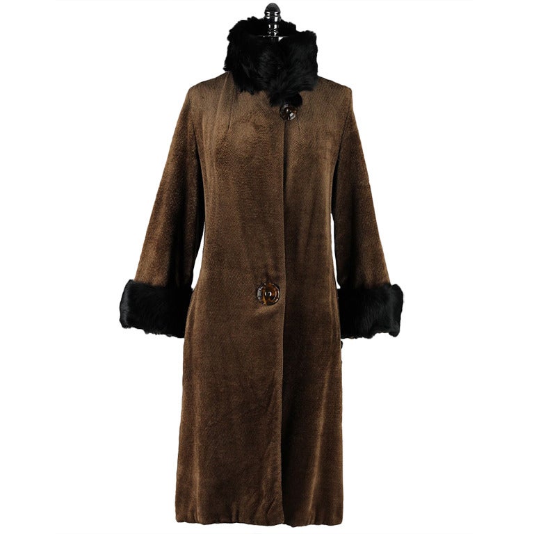 Vintage 1920's Chenille and Fur Coat at 1stdibs