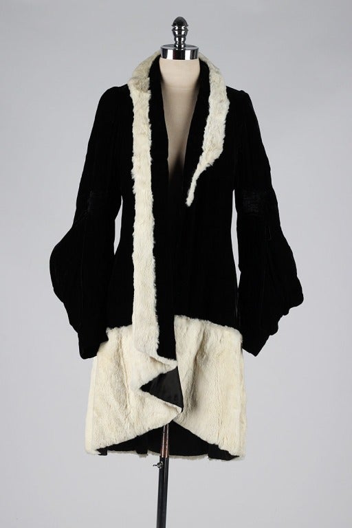 Vintage 1920's Silk Velvet and Fur Coat 3