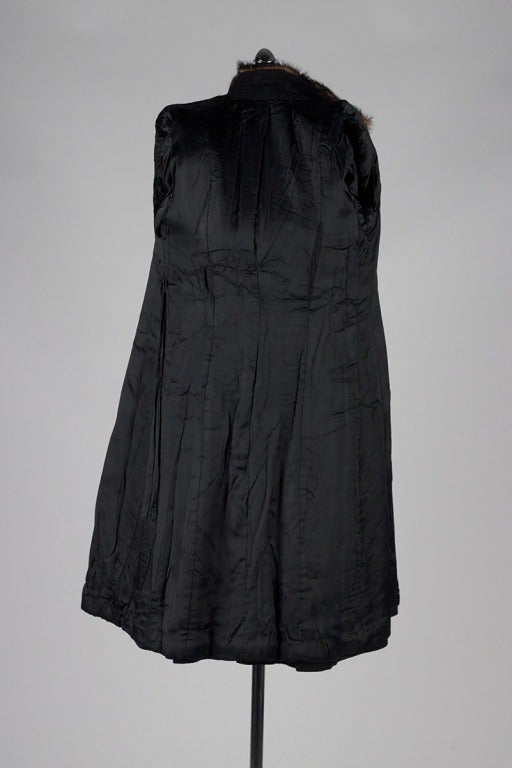 Vintage 1940's Fanned Mink Black Wool Boucle Coat 4