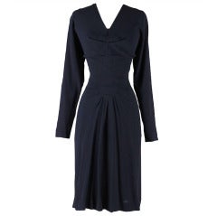 Adrian Original Vintage 1940's Midnight Blue Dress