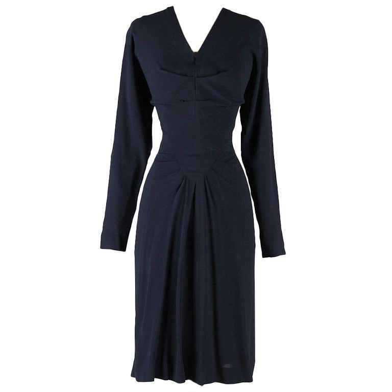 Adrian Original Vintage 1940's Midnight Blue Dress at 1stDibs