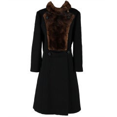 Vintage 1960's Black Wool and Mink Fur Coat