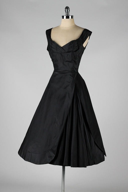 Vintage 1950's Seymour Jacobson Black Silk Dress 2