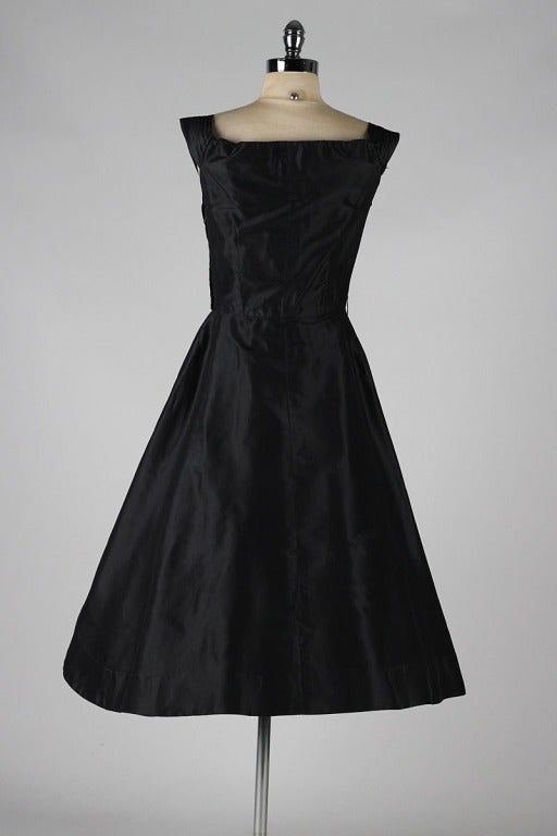 Vintage 1950's Seymour Jacobson Black Silk Dress 3