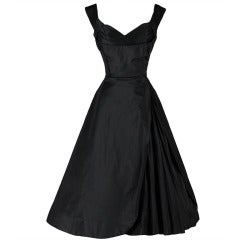 Vintage 1950's Seymour Jacobson Black Silk Dress