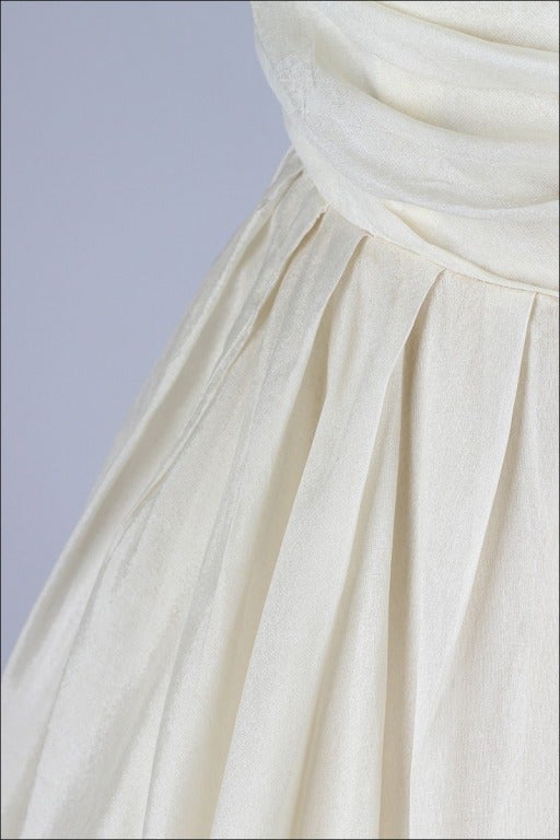 Women's Vintage 1950's Emma Domb Ivory Organza Sequins Dress