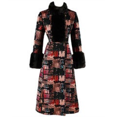 Retro 1960's Wool Tapestry Print Coat by Golet