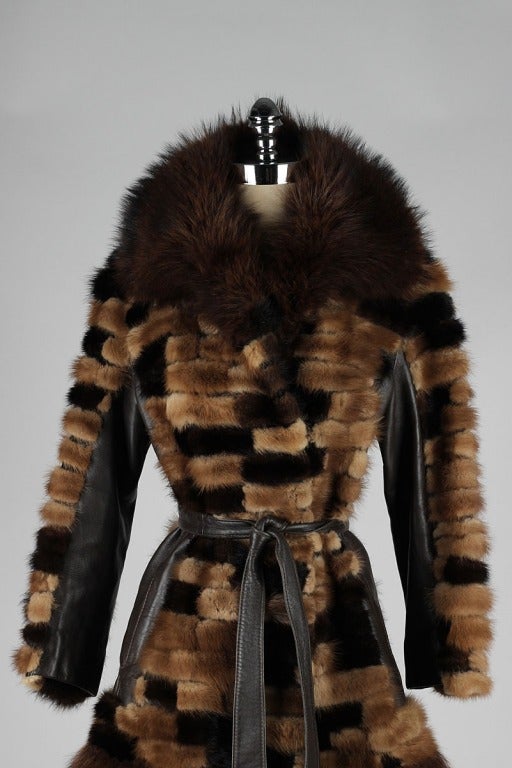 Vintage 1970's Patchwork Mink and Fox Fur Coat at 1stDibs