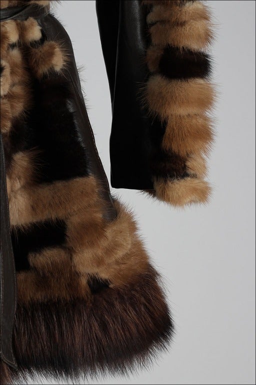Women's Vintage 1970's Patchwork Mink and Fox Fur Coat