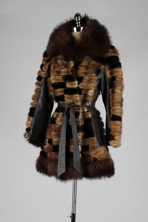 Vintage 1970's Patchwork Mink and Fox Fur Coat 1
