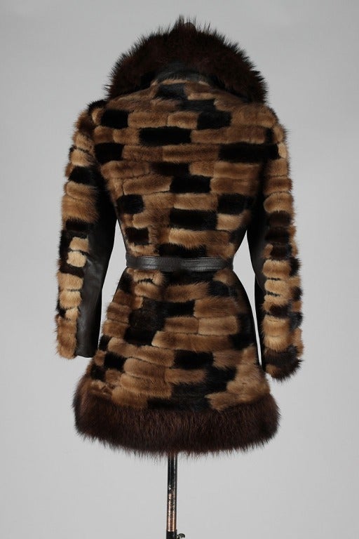 Vintage 1970's Patchwork Mink and Fox Fur Coat 2