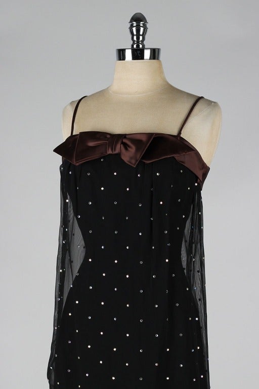 Vintage 1960's Lilli Diamond Rhinestone Mesh Satin Dress 2