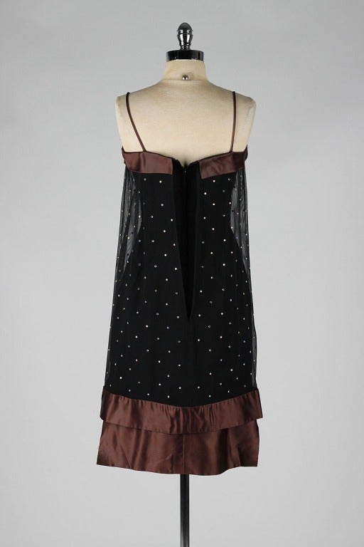 Vintage 1960's Lilli Diamond Rhinestone Mesh Satin Dress 4