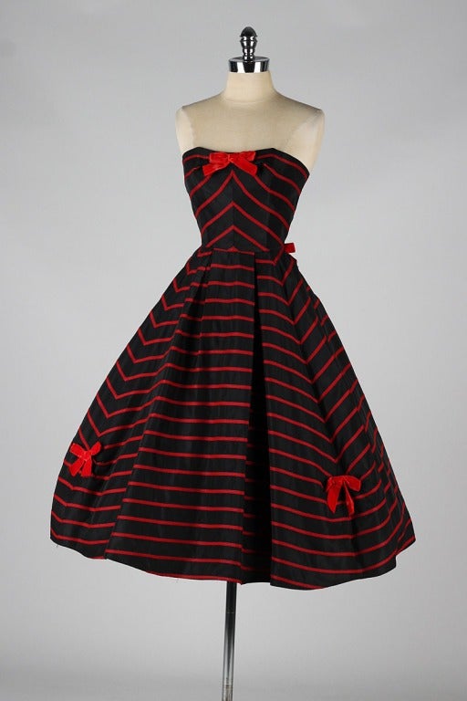 Vintage 1950's Emma Domb Black Embroidered Dress 1