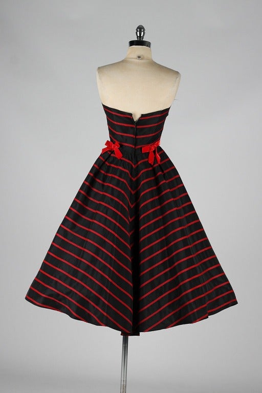 Vintage 1950's Emma Domb Black Embroidered Dress 2