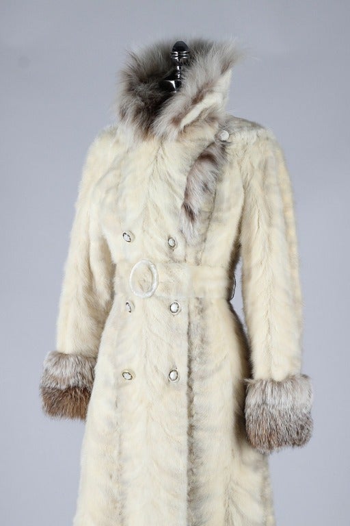 Women's Vintage 1960's Platinum Mink and Fox Princess Coat