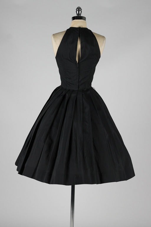 Vintage 1950's Suzy Perette Black Halter Dress For Sale 2