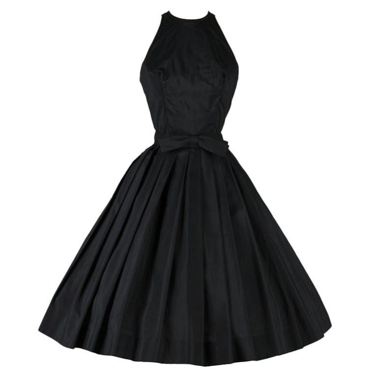 Vintage 1950's Suzy Perette Black Halter Dress For Sale at 1stDibs