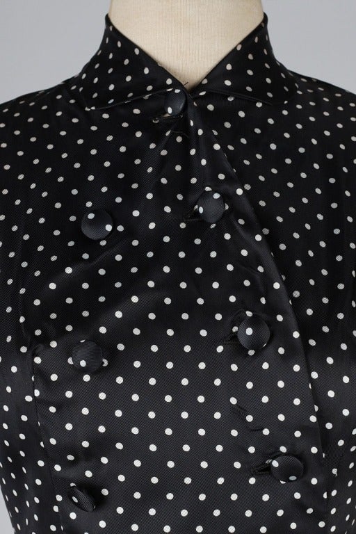 Women's Vintage 1950's Suzy Perette Black White Polka Dot Dress