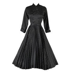 Vintage 1950's Suzy Perette Schwarz Weiß Polka Dot Kleid