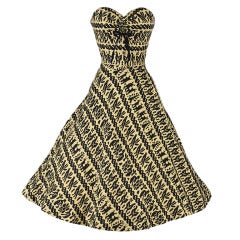 Vintage 1950's Ethnic Print Linen Dress and Bolero Jacket