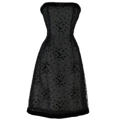 Vintage 1960's Harry Algo Black Flocked Squares Dress
