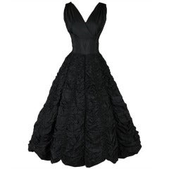Vintage 1950's Suzy Perette Black Ruched Cocktail Dress