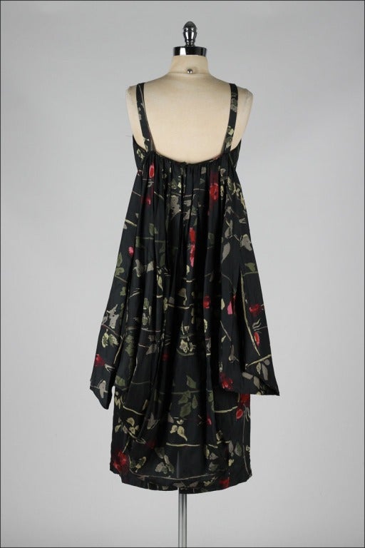 Vintage 1950's Black Silk Floral Suzy Perette Dress 2