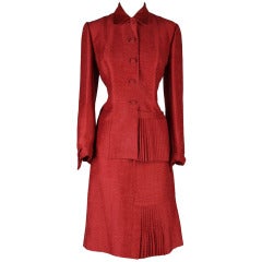 Vintage 1950's Lilli Ann Silk Pleated Suit at 1stDibs