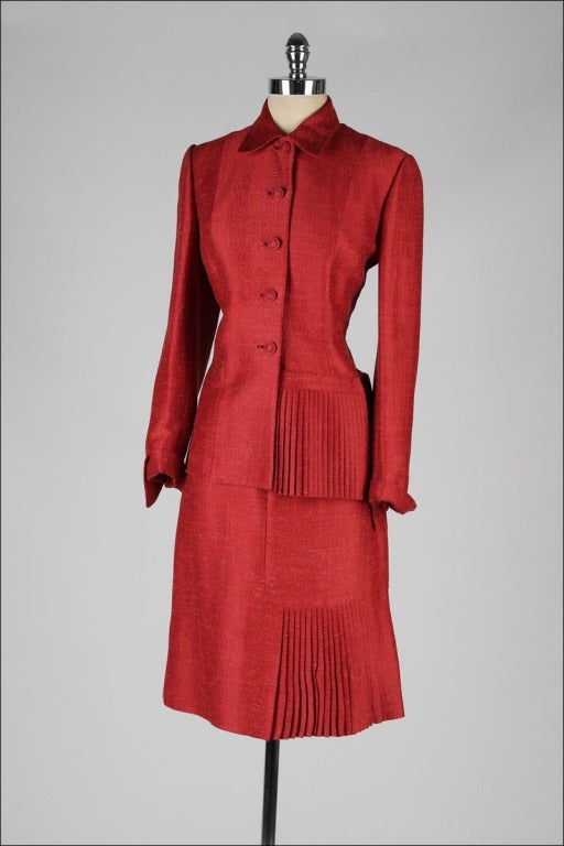 Vintage 1950's Lilli Ann Silk Pleated Suit 1