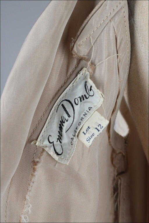 Vintage 1950's Emma Domb Champagne Millinery Trim Dress 4