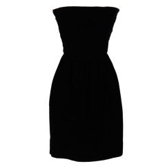 Vintage 1980's Lanvin Black Velvet Tie Back Mini Dress