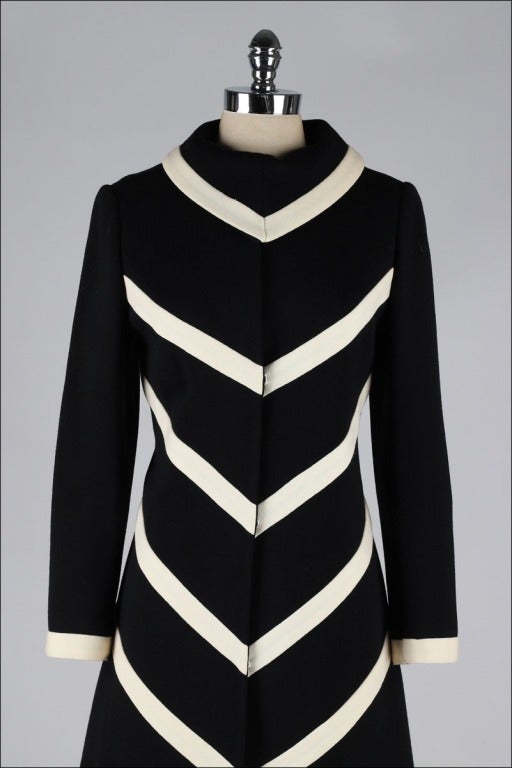 Women's Vintage 1960's Lilli Ann Wool Chevron Knit Dress and Jacket