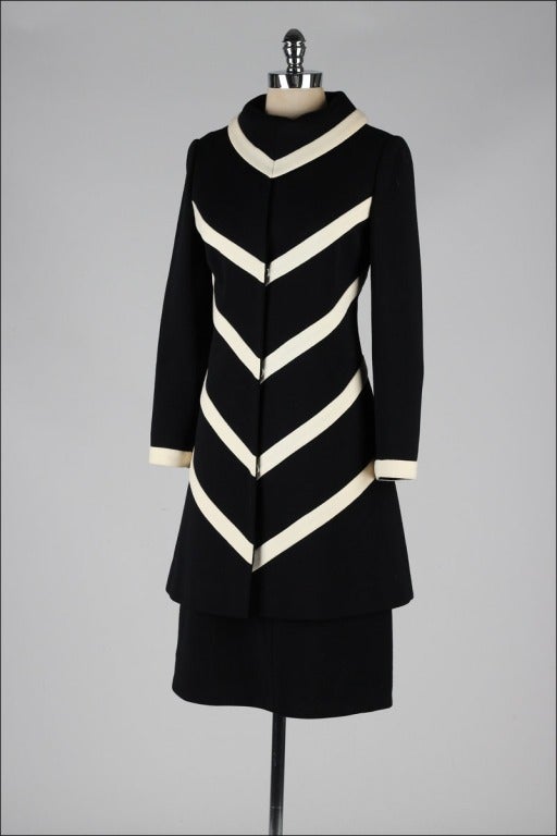 Vintage 1960's Lilli Ann Wool Chevron Knit Dress and Jacket at 1stDibs