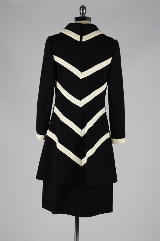Vintage 1960's Lilli Ann Wool Chevron Knit Dress and Jacket 3