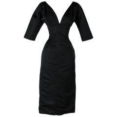 1950's Suzy Perette Deep Plunge Cocktail Dress
