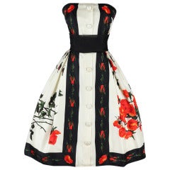 Vintage 1950
s Silk Floral Scarf Cocktail Dress