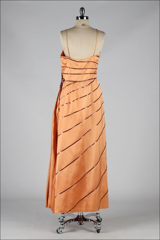 Vintage 1950's Emma Domb Copper Satin Sequins Starburst Dress 3