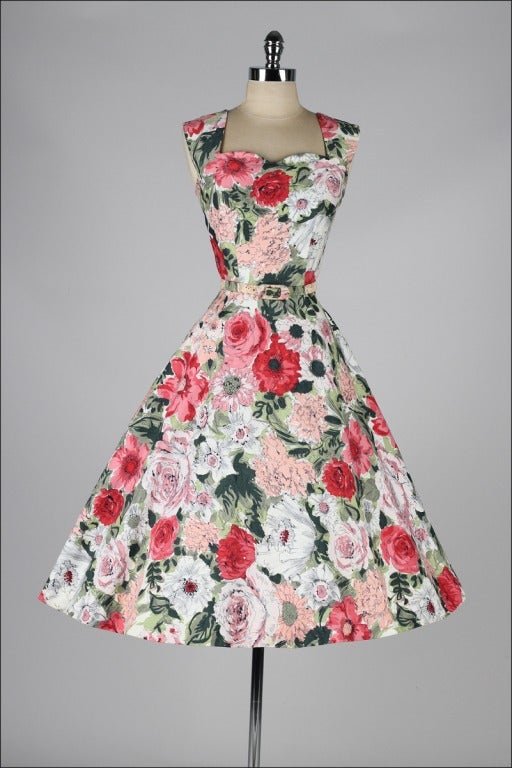 Women's Vintage 1950's Rhinestone Floral Dress and Caplet